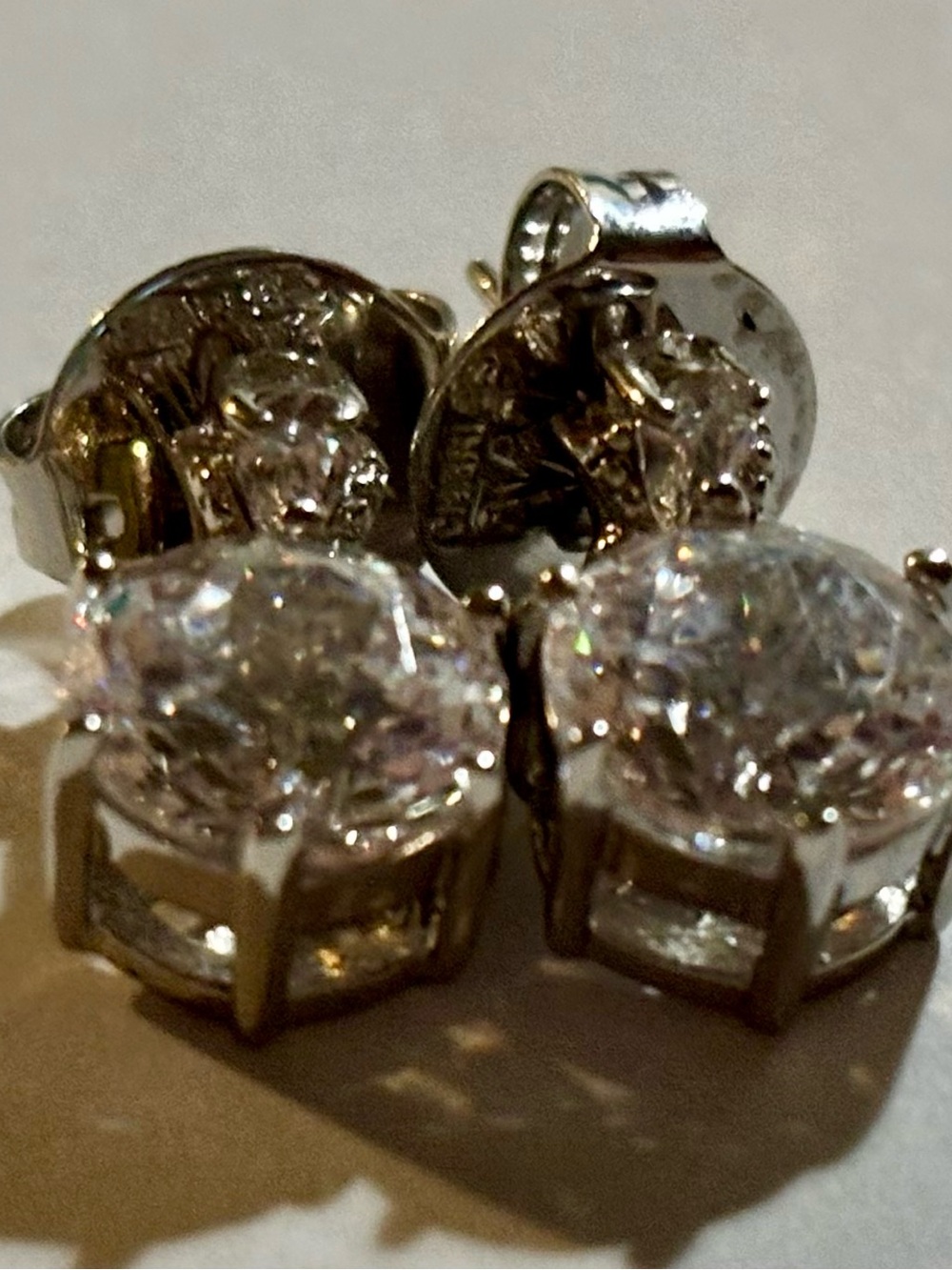 Clear Crystal Round Drop Stud Earrings in Silver-Tone - Picture 2 of 13